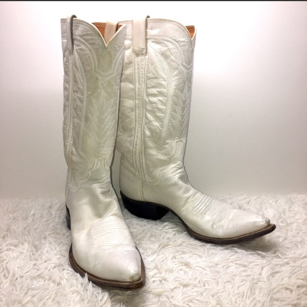 Vintage women’s M. L. LEDDY & sons San Angelo TX white western vaquero boots 9